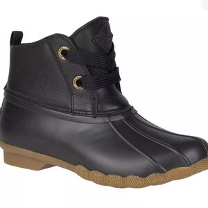 Sperry Womens Saltwater 2-Eye Black Rain Boots